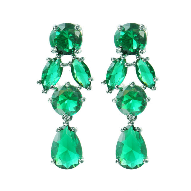 Luxury emerald cubic zircon drop earrings