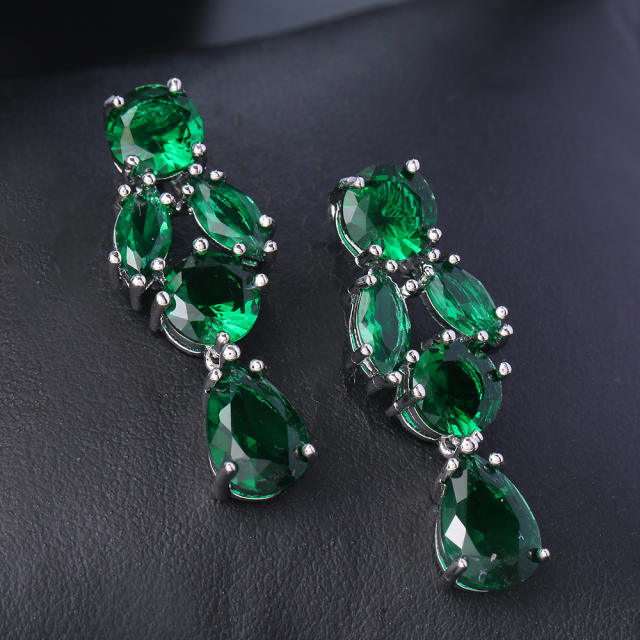 Luxury emerald cubic zircon drop earrings