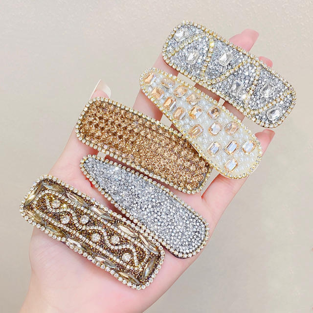 Korean fashion luxury rhinestone snap hair clips