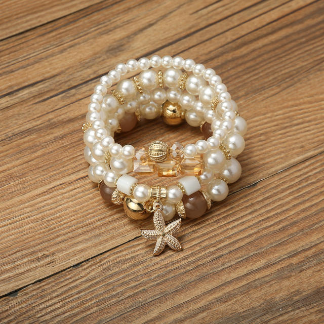 Occiden fashion imitation pearl bead layer bracelet