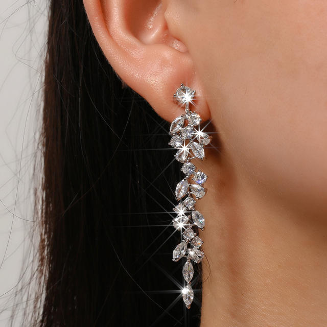 Occident fashion cubic zircon diamond clip on earrings