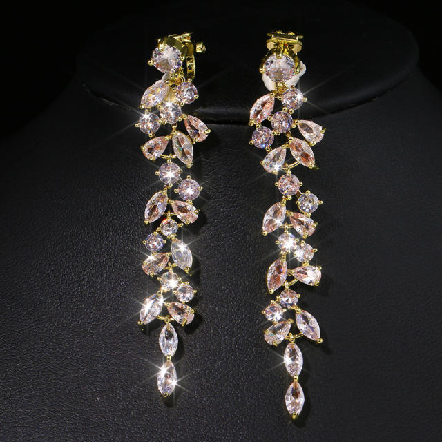 Occident fashion cubic zircon diamond clip on earrings