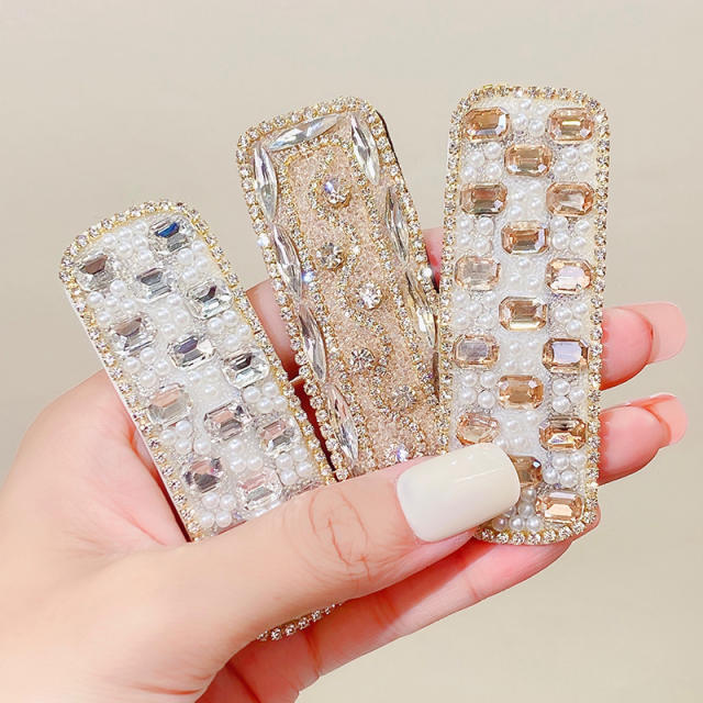 Korean fashion luxury rhinestone snap hair clips