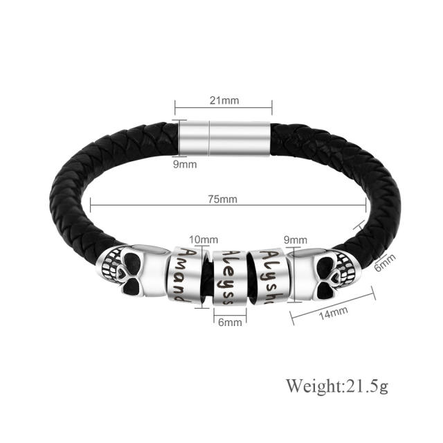 Holloween series skull head engrave letter bracelet for men