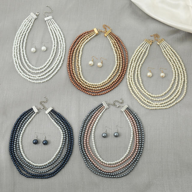 Creative imitation pearl layer jewelry set