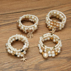 Occiden fashion imitation pearl bead layer bracelet