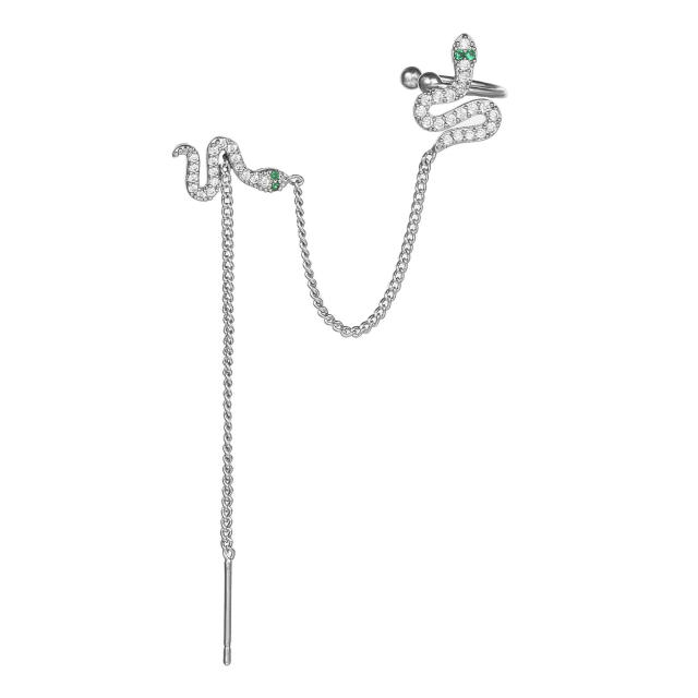 Uniqune rhinestone snake threader earrings