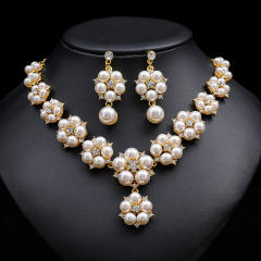 Luxury imitation pearl alloy jewelry set