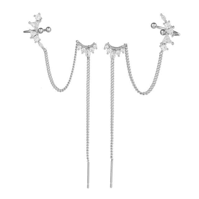 Elegant cubic zircon threader earrings