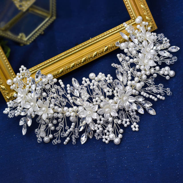 Luxury crystal pearl handmade bridal headband