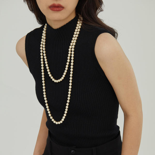 Elegant glass pearl layer necklace