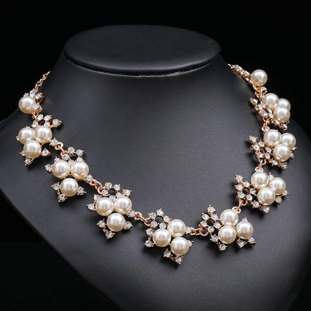 Elegant imitation pearl alloy jewelry set