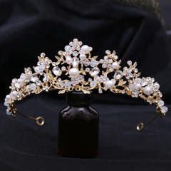 Hanmade cubic zircon pearl wedding crown