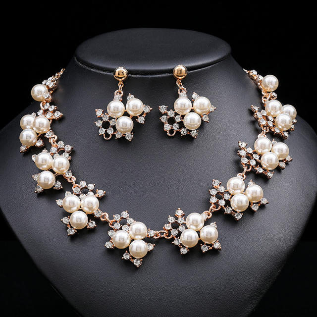 Elegant imitation pearl alloy jewelry set
