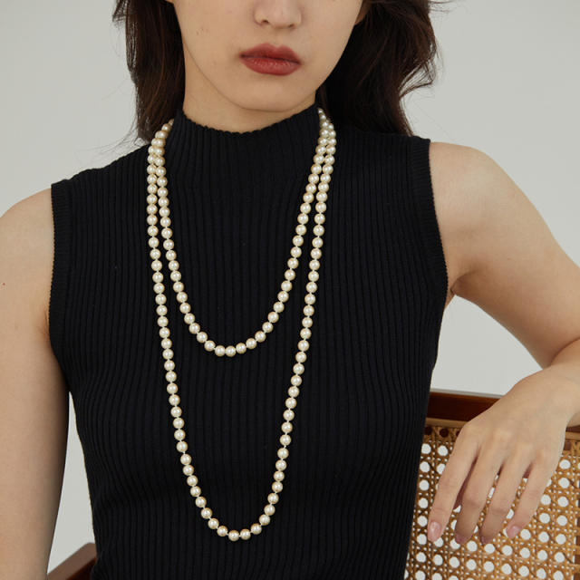 Elegant glass pearl layer necklace