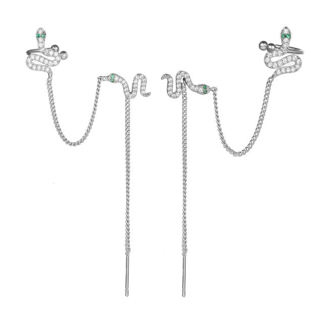 Uniqune rhinestone snake threader earrings