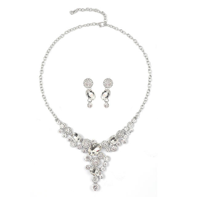Luxury glass crystal statement alloy jewelry set
