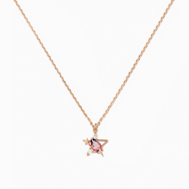18K copper tiny moon star pendant necklace