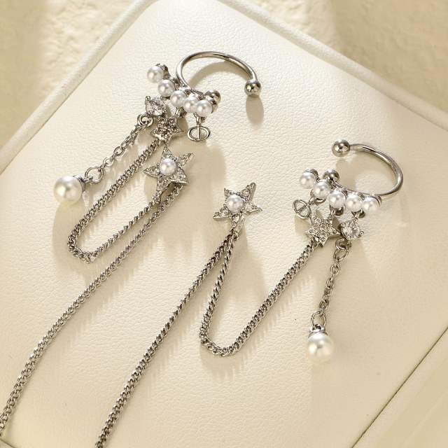 Elegant cubic zircon star threader earrings