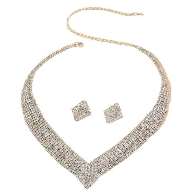 Vintage rhinestone diamond necklace set