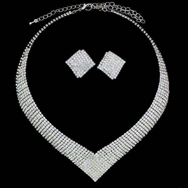 Vintage rhinestone diamond necklace set