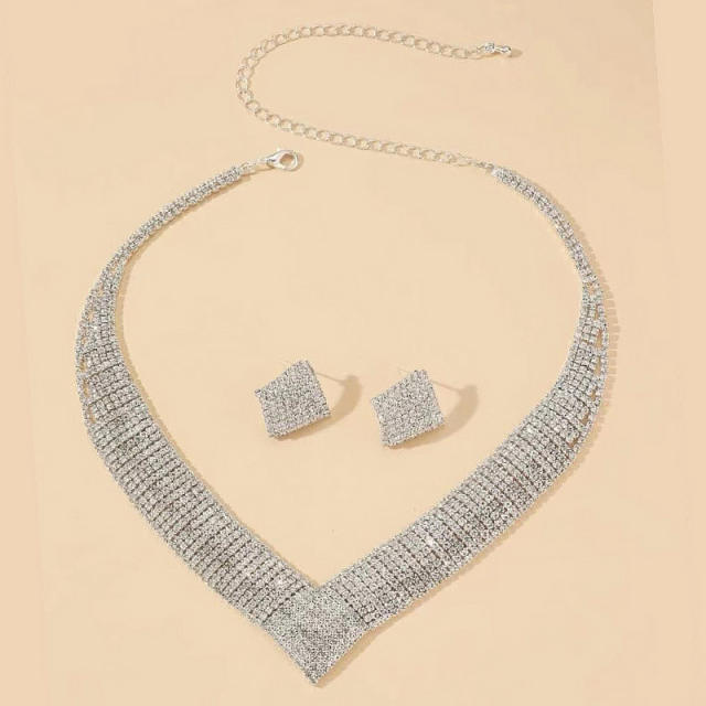 Vintage rhinestone diamond necklace set