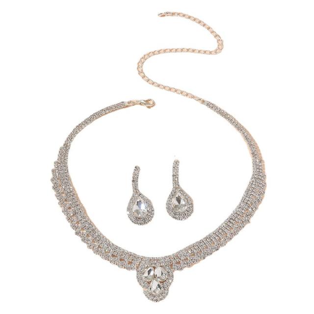 Hot sale pave setting rhinestone choker jewelry set