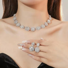 Concise diamond choker earring set