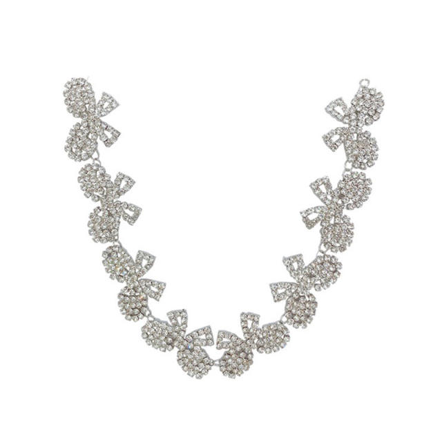 Sweet diamond bow choker necklace set