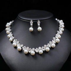 Elegant rhinestone pearl alloy jewelry set