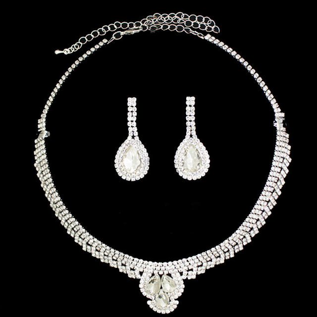Hot sale pave setting rhinestone choker jewelry set