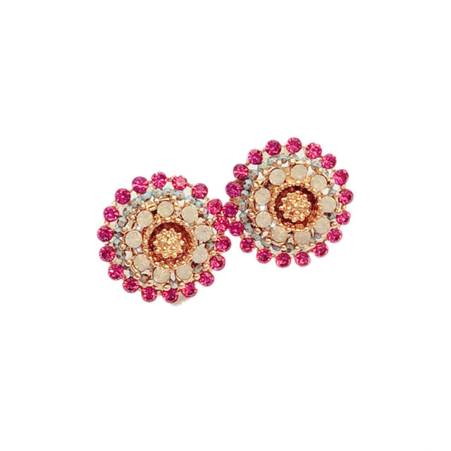 Boho color seed beads daisy studs earrings