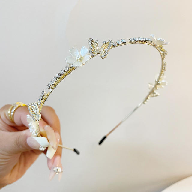 Elegant tiny pearl metal thin headband