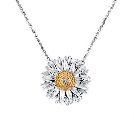 925 sterling silver daisy flower necklace