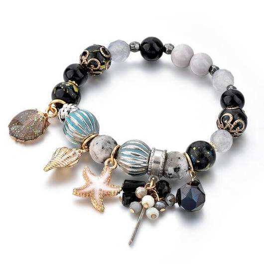 Beach trend colorful bead starfish shell charm bracelet