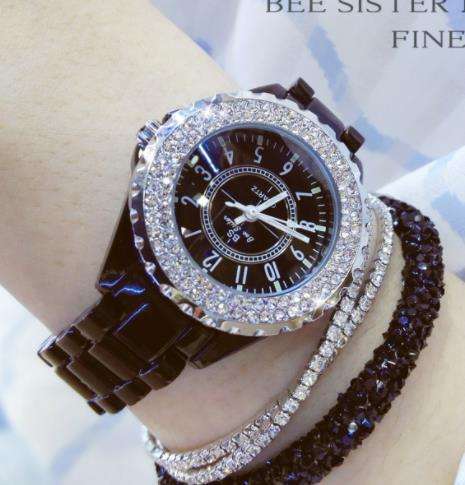 Elegant Ceramic band diamond watch