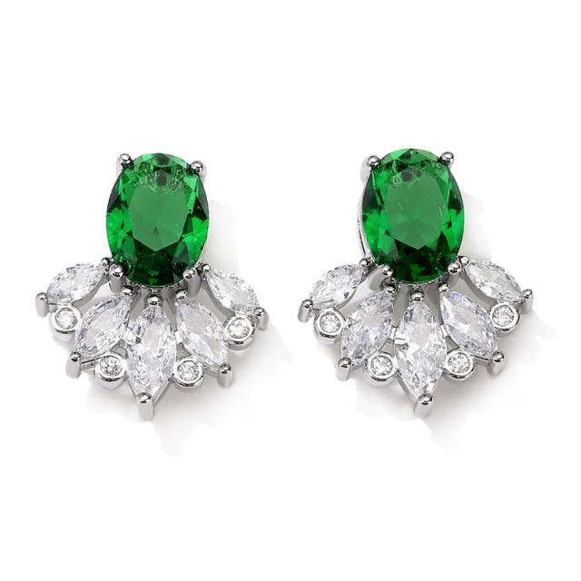 Delicate emerald copper studs earrings