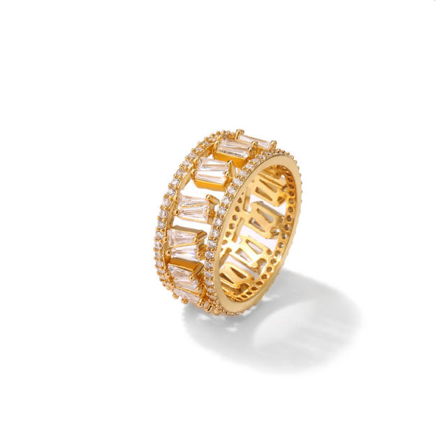 AAA cubic zircon hollow copper ring band