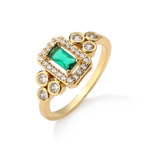 Hot sale emerald cubic zircon copper rings