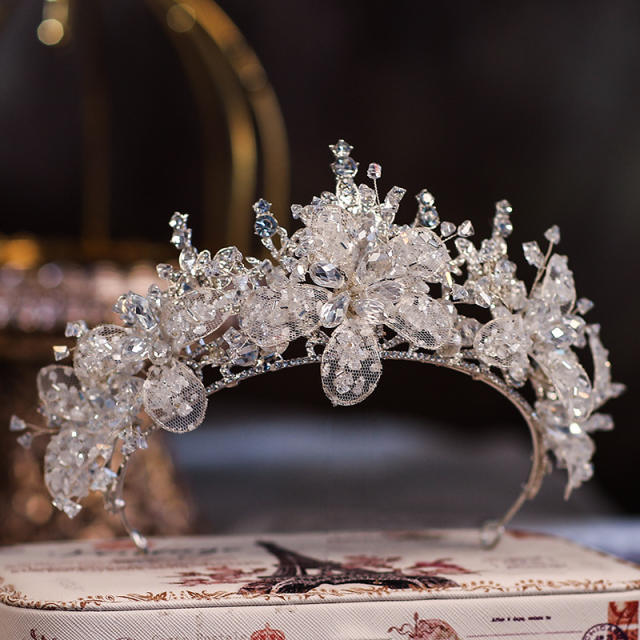Handmade crystal beads wedding crown