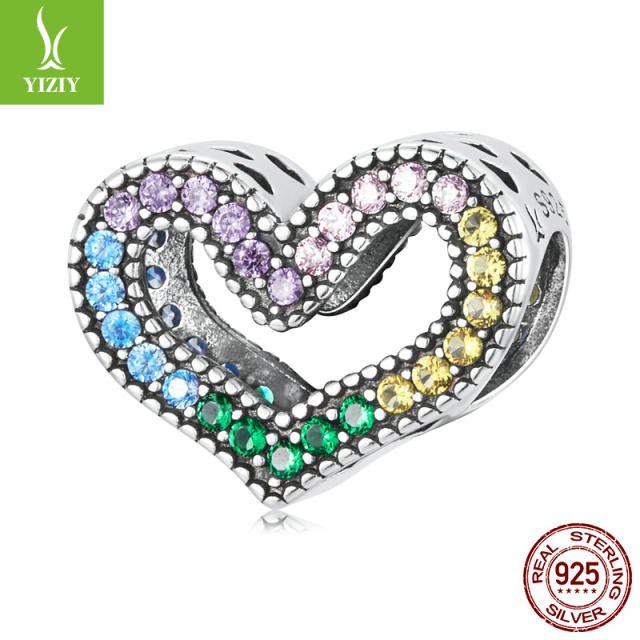 925 sterling silver heart series diy bracelet beads