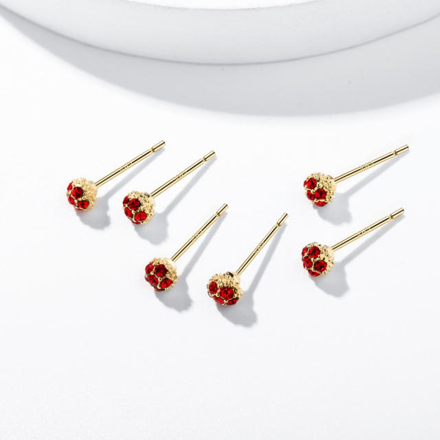 3pcs color rhinestone tiny ball studs earrings