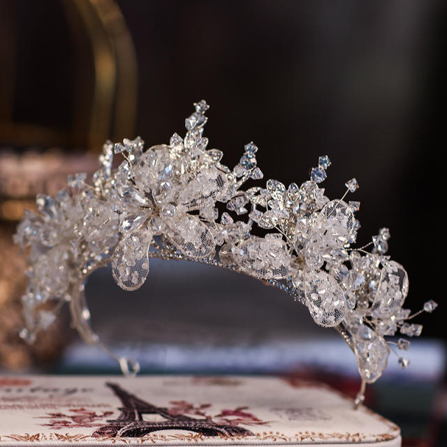 Handmade crystal beads wedding crown
