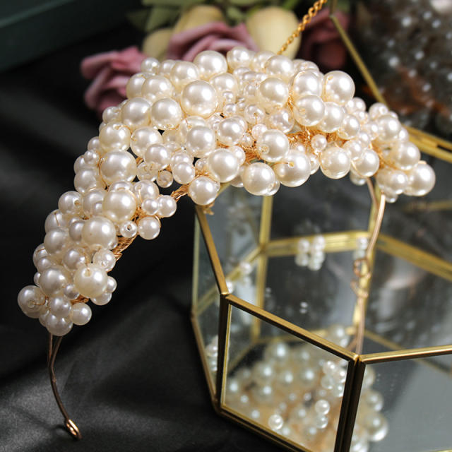 Elegant handmade pearl crown
