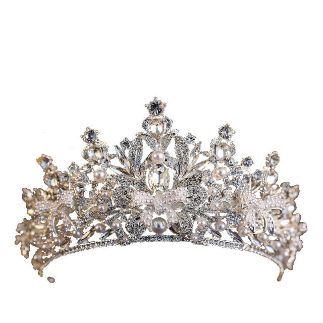 Luxury baroque trend pearl crystal beads crown