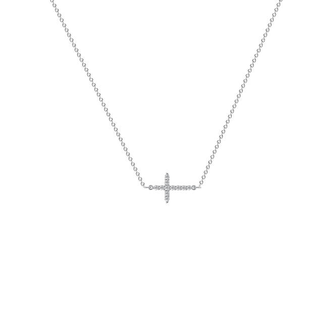 Dainty Rhinestone cross stainless steel necklace