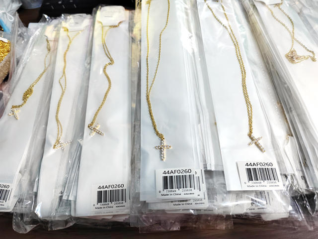 Dainty Rhinestone cross stainless steel necklace