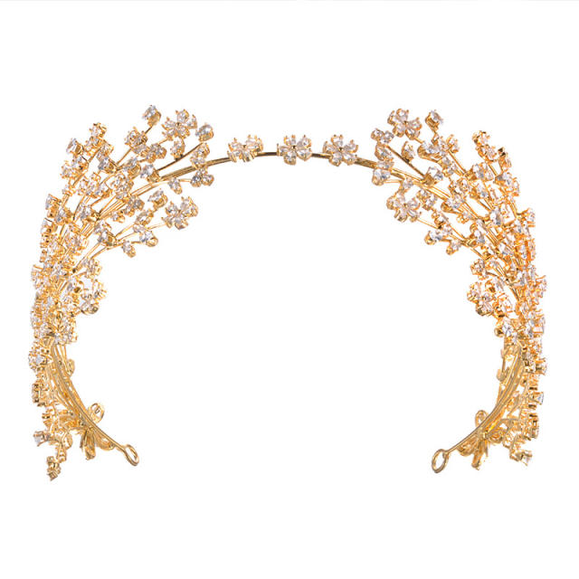 Elegant cubic zircon flower copper headdresses