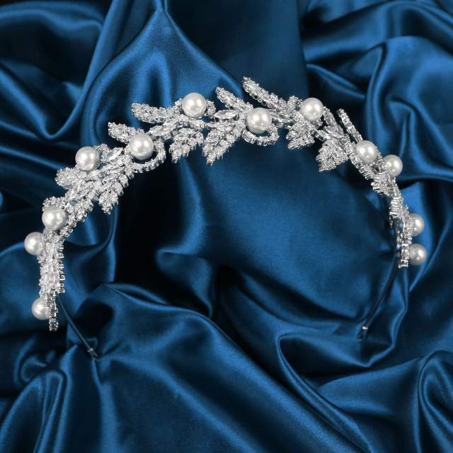 Luxury cubic zircon pearl headdresses
