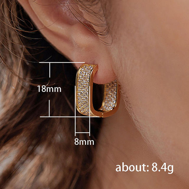 Hot sale cubic zircon full setting copper huggie earrings
